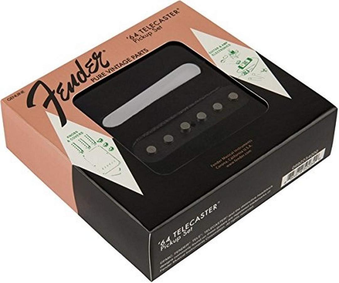 Fender Pure Vintage '64 Telecaster Pickup Set, Black and Chrome (Black (bridge), Nickel (neck))