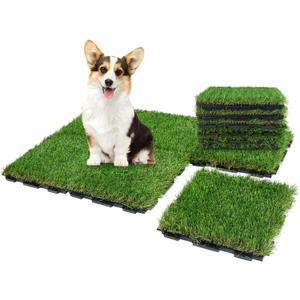 XLX TURF Interlocking Fake Grass Tiles Pad for Dogs Potty Training- 12" x 12" Pet Artificial Grass Squares with Drainage, 6 Pack