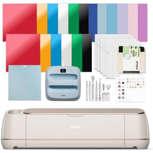 Cricut Maker 4 - Smart Cutting Machine (Seashell) | Engagement Plus Bundle - Includes EasyPress 3 Heat Press (9x9) + Mat, Tote Bag, Material Samplers, Machine Mat, Pens, Tools, & 30 Digital Images