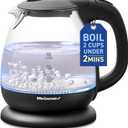 Elite Gourmet EKT1001 Electric 1.0L BPAFree 1100W Glass Kettle Cordless 360° Base, Stylish Blue LED Interior, Handy Auto ShutOff Function – Quickly Boil Water For Tea & More, Black
