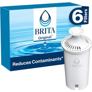 Brita Standard Water Filter for Pitchers and Dispensers, Reduces Copper, Cadmium and Mercury Impurities, Lasts Two Months or 40 Gallons, Includes 6 Filters for Pitchers