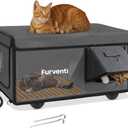 Outdoor Heated Cat House in Winter,Extremely Insulated & Weatherproof,Feral Cat Shelter with Waterproof Eaves & Escape Door for Outside Stray Barn Cat(Dark Grey,25.6"x16.5"x13.4")