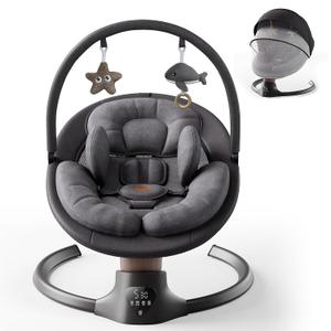 Baby Swings for Infants, FasonBaby Electric Baby Swing with 10 Preset Melodies, 5 Speeds, Remote Control and Bluetooth - Portable Infant Swing for Indoor and Outdoor(Black)