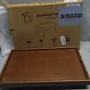 Bamboo Bed Table Tray with Support Bar and Foldable Legs, Breakfast Food Trays Table for Bed Sofa Eating and Laptops, TV Lap Tray Table on Couch (Applied for Invention Patent) (16.9x11.8x8 in, Vintage Brown)