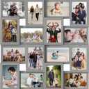 J.M.Deco Collage Picture Frames for Wall 16 Opening, Large Photo Frame Collage Wall Hanging for 4x6 Photo, Reunion Friends Family Memory, Christmas Gift - Grey