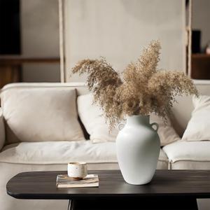 GeLive 10 Inch Matte White Ceramic Vase with Handles, Neutral Textured Modern Farmhouse Urn Vase for Pampas Grass, Eucalyptus, Fresh & Dried Flowers, Minimalist Vase for Living Room Table Centerpiece