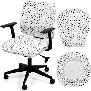 Chumia Teacher Office Chair Slipcover Black and White Polka Dots Cover