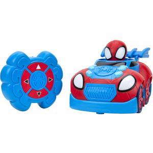 Jazwares Marvel Spidey and His Amazing Friends Web Crawler RC - Remote-Controlled Vehicle - Features Built-in Super Hero with 4 Controller Functions, Blue & Red