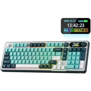 RK ROYAL KLUDGE S98 Mechanical Keyboard w/Smart Display & Knob, Top Mount 96% Wireless Mechanical Keyboard BT/2.4G/USB-C, Hot Swappable, Software Support, Creamy Sounding, 98 Keys