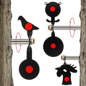 3 Pcs BB Gun Target Set Metal Animal Silhouette Bear, Bird and Rooster Shape Steel Spinner Target for Rifle Airgun Slingshot Outdoor Backyard Hunting Shooting