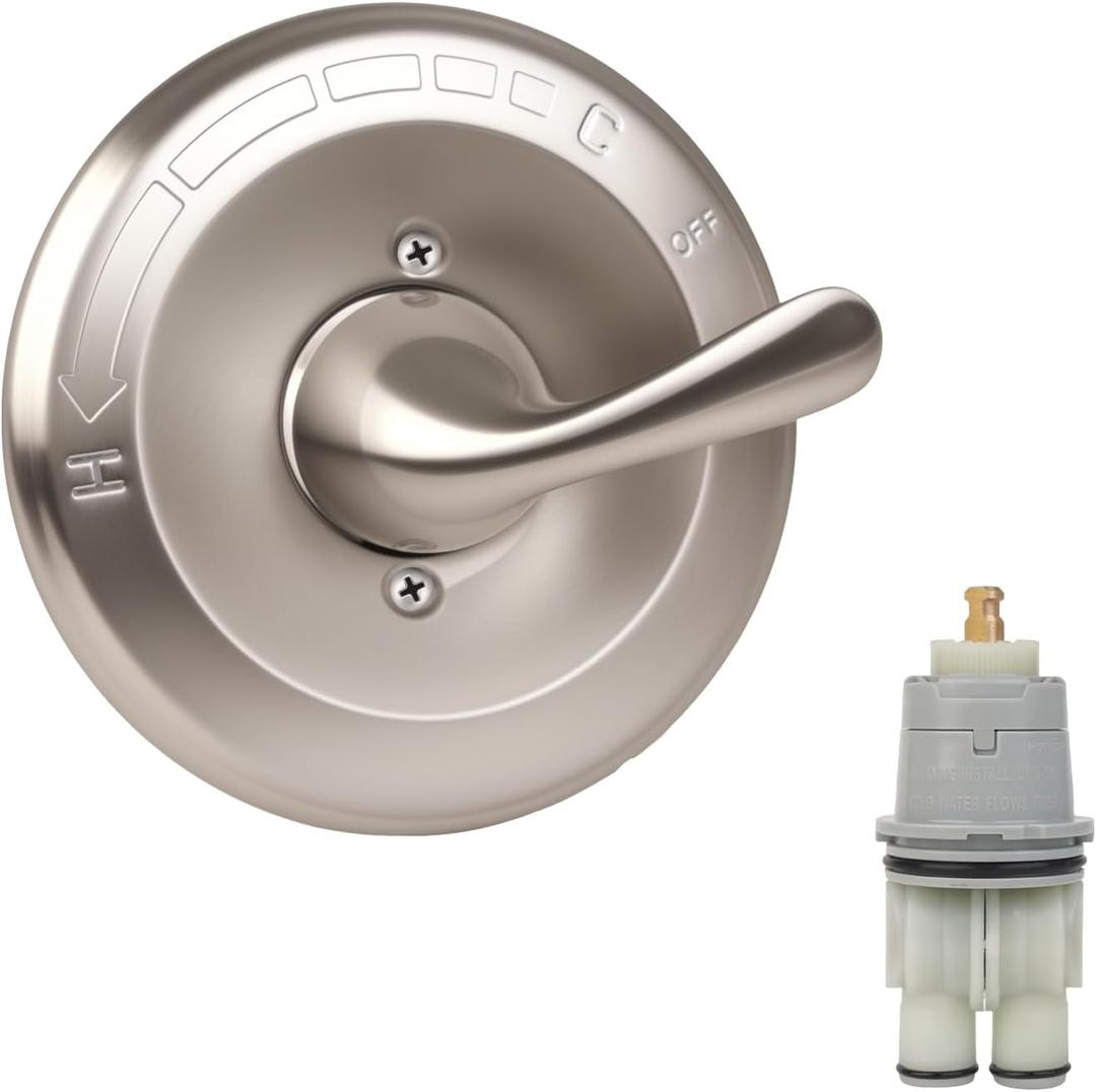 T13020-SS Shower Handle Trim Kit with RP46074 Cartridge, Replacement for Delta Classic 13 14 Series Single-Function Handle Trim Kit,Fit Delta Shower Valve R10000 Series