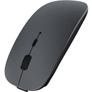 SUNGI Bluetooth Mouse,Wireless Slim Silent Mouse Jiggler Rechargable Mouse for iPad/MacBook/Tablet/PC/iPhone/Cellphone,Gray