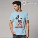 Disney Mickey Mouse Classic Distressed Vintage Standing T-Shirt (Blue, L)
