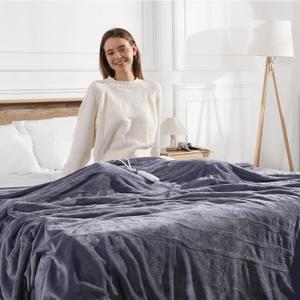 Queen Size Heated Blanket Electric Blanket 84''X90''-Ultra Soft Plush Premium Flannel, Double Controllers Heated Blanket with 5 Heat Settings & 10 Hours Auto-Off for Grandma Gifts(Lavender)