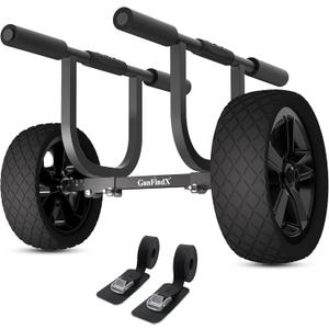 GanFind Kayak Cart Canoe Trolley Carrier Kayak Accessories Transport Dolly with Solid Foam Wheels Detachable Frame Pole and Crossbar
