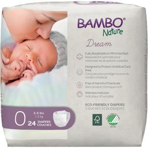 Bambo Nature Hypoallergenic Dream Baby Diapers, Premium EcoLabeled Sustainable Diapers, Enhanced Leakage Protection, Totally ChlorineFree, Skin Friendly, and Super Absorbent  Size 0 (24 Count)