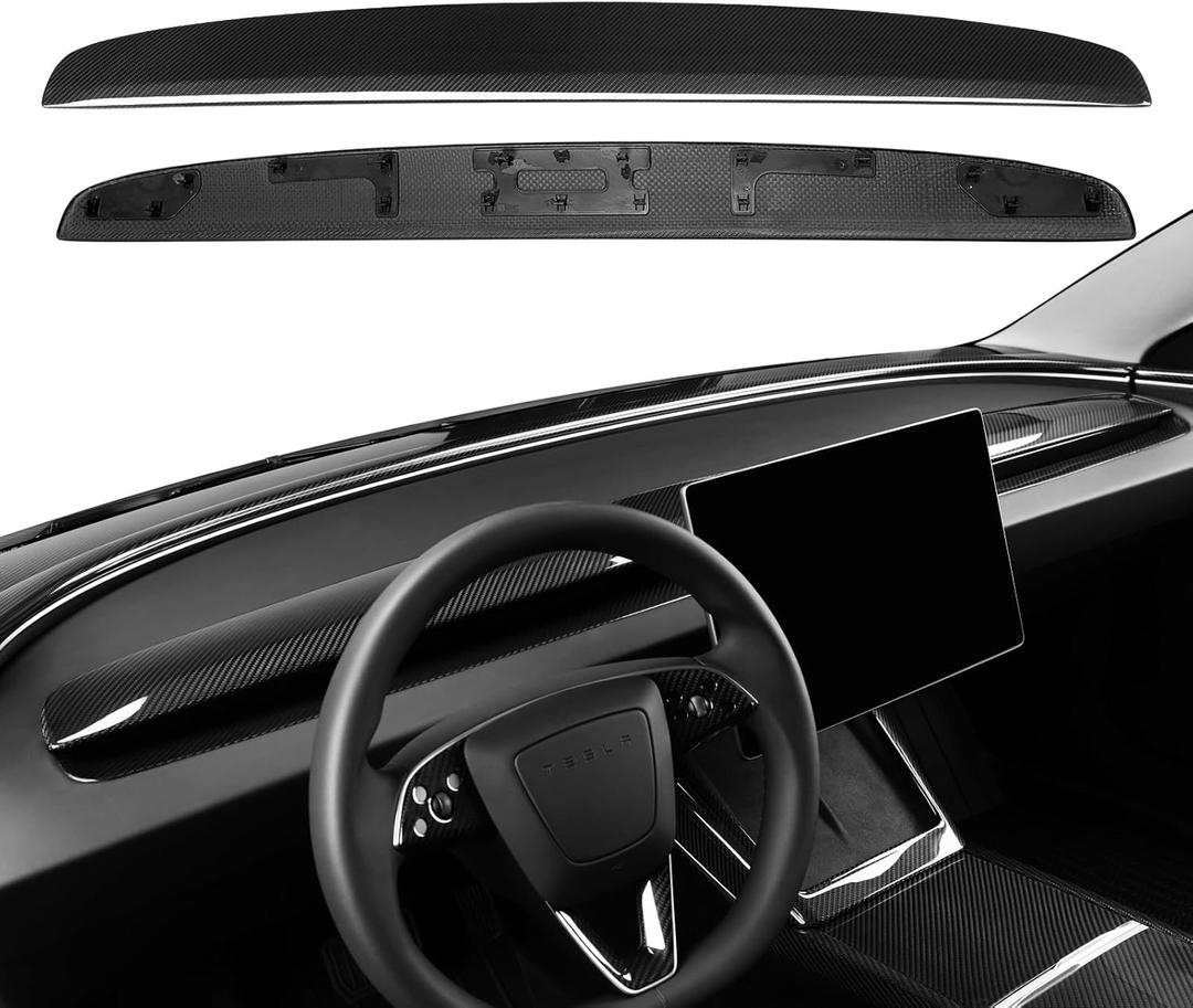 Real Carbon Fiber Dashboard Replacement Cover Panel for 2026 Tesla Model Y Juniper&Tesla Model 3 Highland 2024+ Dashboard Wrap for 2025 Tesla Model Y Juniper Interior Accessories(Gloss)