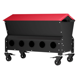 Heavy Duty Chicken Feeder 120 lbs Large Capacity, Metal Automatic Poultry Feeding Box with Waterproof Lid, Raised Standing Feeder with Wheels for Hens & Roosters, Portable & Easy to Move