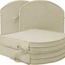 Outdoor Chair Cushions, Fade-Resistant & Water-Resistant, D Shaped Patio Furniture Seat Chair Pads Replacement with Ties, Non-Slip Bottom, Removable Cover, Set of 4, 18.5 x 16 Inch, Beige