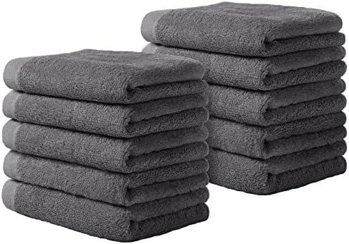Yoofoss Luxury Washcloths Towel Set 10 Pack Baby Wash Cloth for Bathroom-Hotel-Spa-Kitchen Multi-Purpose Fingertip Towels and Face Cloths 10'' x 10'' - Dark Grey Yoofoss Luxury Washcloths Towel Set 10 Pack Baby Wash Cloth for Bathroom-Hotel-Spa-Kitchen Multi-Purpose Fingertip Towels and Face Cloths 10'' x 10'' - Dark Grey
