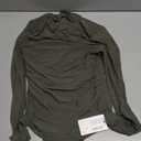 REORIA Women’s Trendy Sexy Mock Turtle Neck Long Sleeve Sheer Mesh Ruched Going Out Bodysuits Tops medium