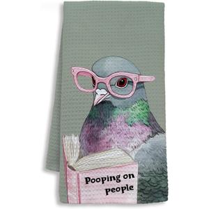 Funny Pigeon Bird Bathroom Hand Towels, Funny Bathroom Decor, Pooping on People Humorous Hand Towels for Bath Room Washroom, Gifts for Bird Lovers, 16x24 Inch