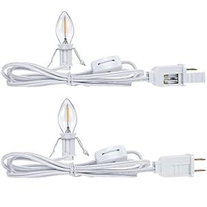 2 Pieces Accessory Cord with One LED Light Bulb Lamp Kit, 6Ft Christmas Village Lights Cord with On/ Off Switch and Spare Fuse, Blow Mold Light for Christmas Houses Village, Holiday Craft Decorations