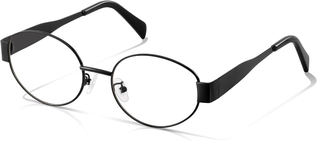 Oval Blue Light Blocking Glasses For Women Y2K Retro 90s Skinny Metal Frame Eye Protect Computer Eyeglasses