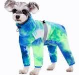 Dog Coat, Tie Dye - Blue Polar Fleece Jumpsuit for Small Medium Dogs, Winter Jacket, Reflective Onesies, Full Body Vest, Four-Legged Warm Clothes