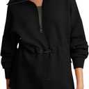 Dokotoo Womens Oversized Sweatshirts Half Zip Drawstring Waist Long Sleeve Side Slits Casual Pullover Sweatshirt Tops (XX-Large, Black)