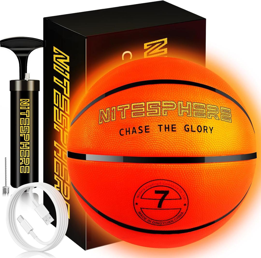 Glow in The Dark Basketball for Kids Age 8-15 - Light Up Toy Basketball - Size 7, 29.5", LED Light - Night Outdoor Cool Game Gear for Active Teens, Birthday Gift Ideal for Boys Sports Fans