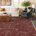 Hazo Haus Oriental 8x10 Large Area Rugs for Living Room - Burgundy Rug for Bedroom Under Bed, Dining Room Under Kitchen Table, Washable Soft Non Slip Unique Indoor Décor