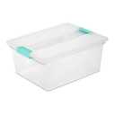 Sterilite 2-Pack Clip Box, Stackable Clear Plastic Bins with Latching Lids, Deep - Writing, Arts or Crafts Supplies Storage Containers for Home, Office, Classroom and Workshop Organization