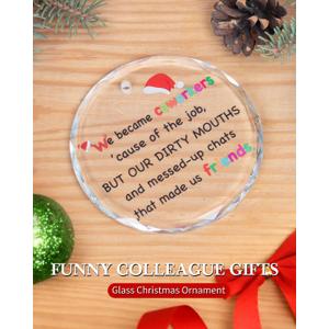 3 x Funny Coworker Gifts for Friends, Glass Christmas Ornaments 2025, Cool Friendship Gift for Adults Women, Work Bestie Gifts, Christmas Decorations Friends Ornament