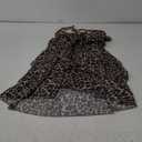 Women's Y2K Leopard Print Halter Dress Sexy Ruched Tie Backless Tiered Layer Mini Dresses Cheetah Mesh Ruffle Dress (Apricot and Brown) XL