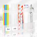 3 x 9.5'' Thickened Large Acrylic Straw Holder for Cabinet Door, Reusable Tumbler Straw Organizer Storage, Straws Storage Dispenser with Ultra Sticky Adhesive, Adjustable Two-Part Straws Organizer (Matte)