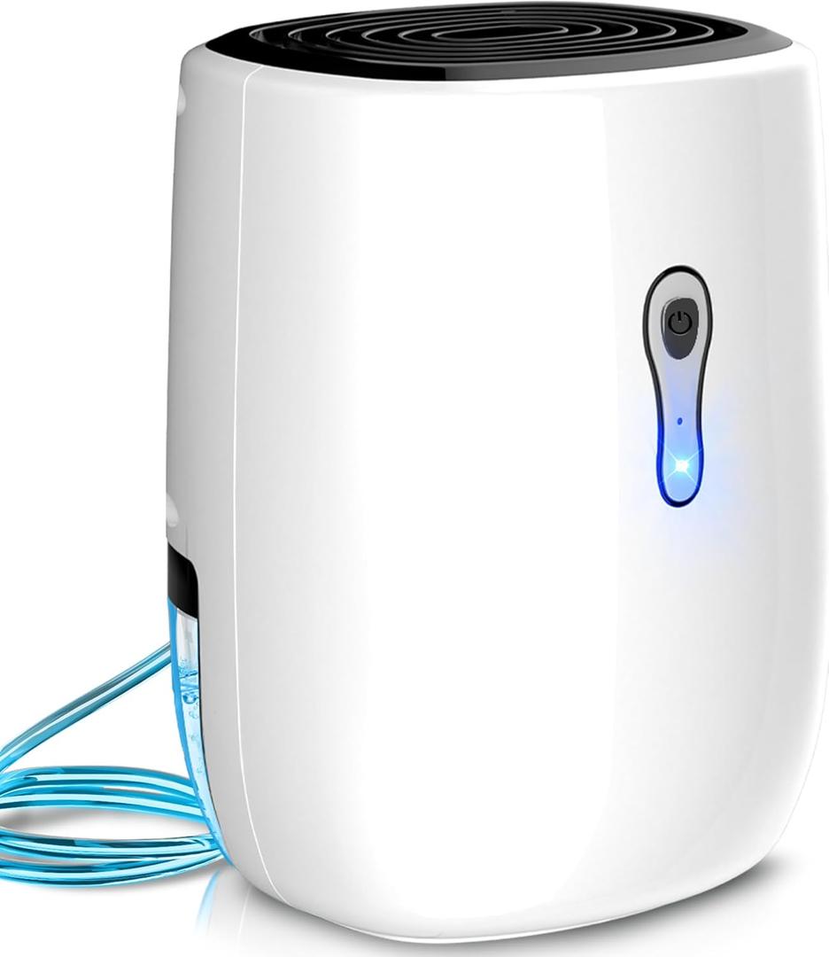 Dehumdifier for Home, 27 OZ Auto Shut Off Small Dehumidifiers for Bathroom with Drain Hose Portable Ultra Quiet Mini Air Dehumdifier Bedroom, RV, Closet, Basement (260 sq. ft) White