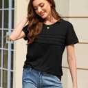 Summer Tops for Women Beach Fashion Spring Short Sleeve Shirts Outfits Business Tshirts Casual Blouses Clothes (Medium, 3-black)
