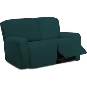 Easy-Going 6 Pieces Microfiber Stretch Sectional Recliner Sofa Slipcover Soft Fitted Fleece 2 Seats Couch Cover Washable Furniture Protector with Elasticity for Kids(Recliner Loveseat, Deep Teal)