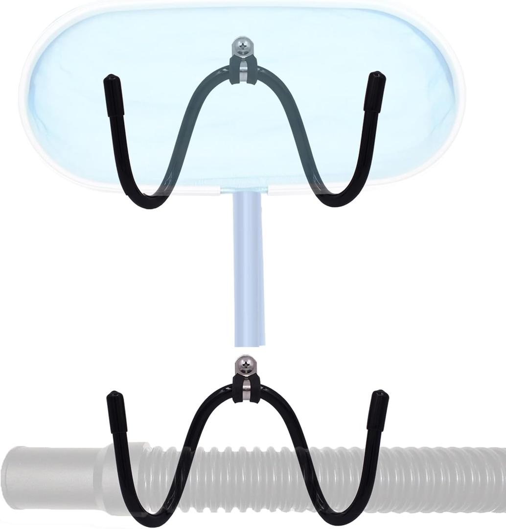 YYST Pool Tool Organizer and Holder Pool Cleaning Accessory Organizer and Holder Rack - Store Poles, Brushes, Nets, Vacuum Heads,Leaf Rakes, Skimmers, Vacuum Hoses and Other Cleaning Attachments (2)