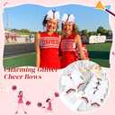 8PCS Glitter Cheer Bow Large White Cheer Bows Rhinestones Hair Bows Girls 8"Cheerleading Bows Bulk Elastic Band Ponytail Holder for Teen Girls College Sports Competition