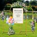 Metal Arch Backdrop Stand, Set of 3 (4ft / 5ft / 6ft) Gold Arch Backdrop with 12 Ground Nails, Stable Arched Background Stand for Wedding, Baby Shower, Birthday Party, Photography