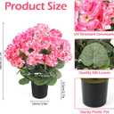 2Pcs Geranium Potted Artificial Flowers in Pots, Faux Outdoor Plants Realistic Geranium, Decorative Fake Potted Plants for Patio Garden Home Decoration, UV Resistant Artificial Flowers 16"Tall (Pink)