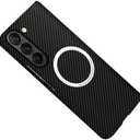 FLURIKA Magnetic Case for Samsung Galaxy Z Fold 7, Compatible with MagSafe Carbon Fiber Slim Thin Lightweight Aramid Fiber PC Back Anti Scratch Drop Protection Rugged Shockproof Cover, Black