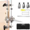 Mortise Lock Jig, Door Lock Installation Kit, Door Lock Hole Opener Kit with 18mm 22mm 25mm Tungsten Steel Cutter Blade, Door Mortise jig, Mortising Machine Jig for Wooden Doors
