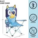 Bluey Kids Folding Camp Chair, Portable Outdoor/Indoor Chair with Carry Bag, Cup Holder, High Back, Lightweight & Durable for Ages 3+, 29.1"h X 15"w X 14.5"d