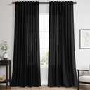 Nanspring Extra Long 108 Inch Curtains Linen for Living Room Black Simple Modern Privacy Curtains Back Tab Rod Pocket Long Semi Sheer Curtain Drapes for Bedroom 9Ft 60x108, Beige White 