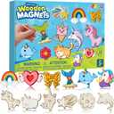 JOYIN 12 pcs Fantasy Wooden Magnets, Kids Unicorn Painting Craft, Spring and Rainy Day Activities School Art Projects, Toys for Kids Aged 3+ Birthday Easter