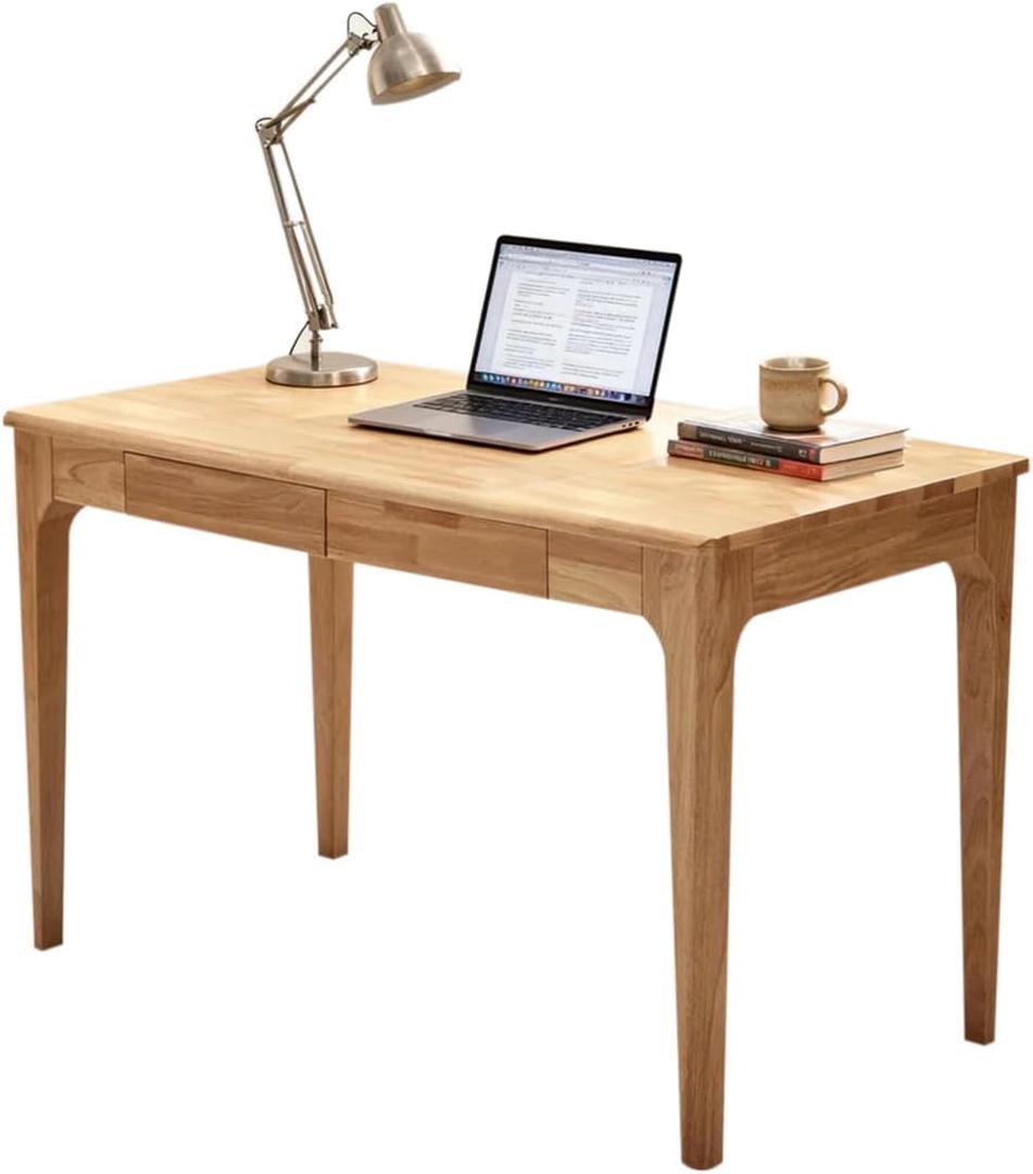Solid Wooden Desk with Drawers, Small Writing Desk with Drawers for Computer, PC Desk for Work, Study or Gaming, Easy to Assemble, 39in