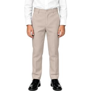 Boys' Flat Front Dress Pants Adjustable Waist School Uniforms Pants (16, Champagne)